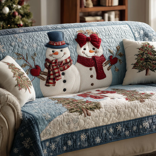 Let It Snowman Love Quilted Sofa Cover NCU0TH3799