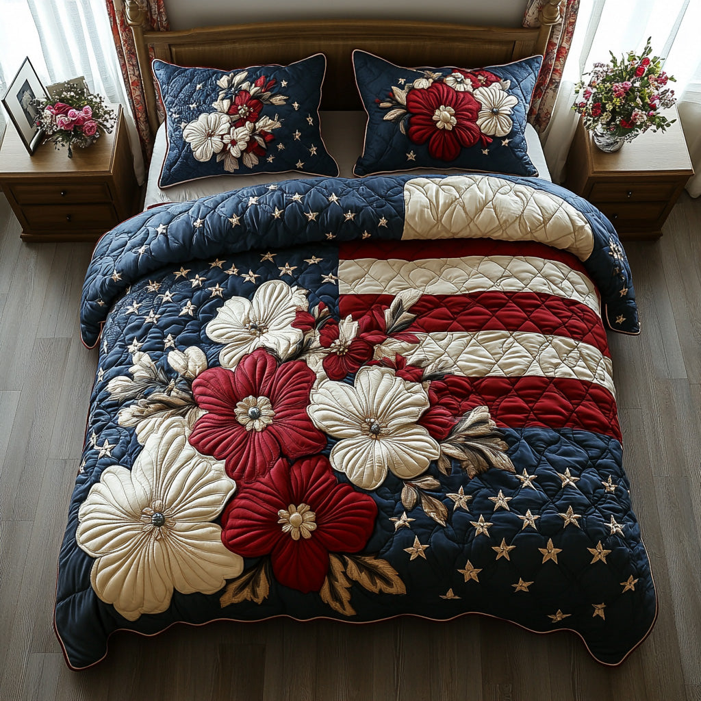 Liberty Bloom 3-Piece Quilted Bedding Set NCU0DV6540 – Vantique