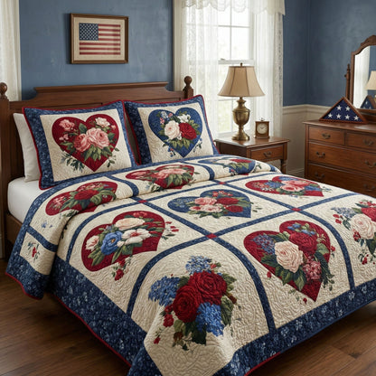 Liberty Heart Garden 3-Piece Quilted Bedding Set NCU0NT12367
