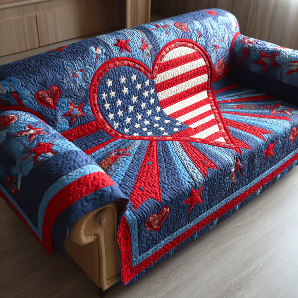 Liberty Heart Quilted Sofa Cover NCU0TD1310
