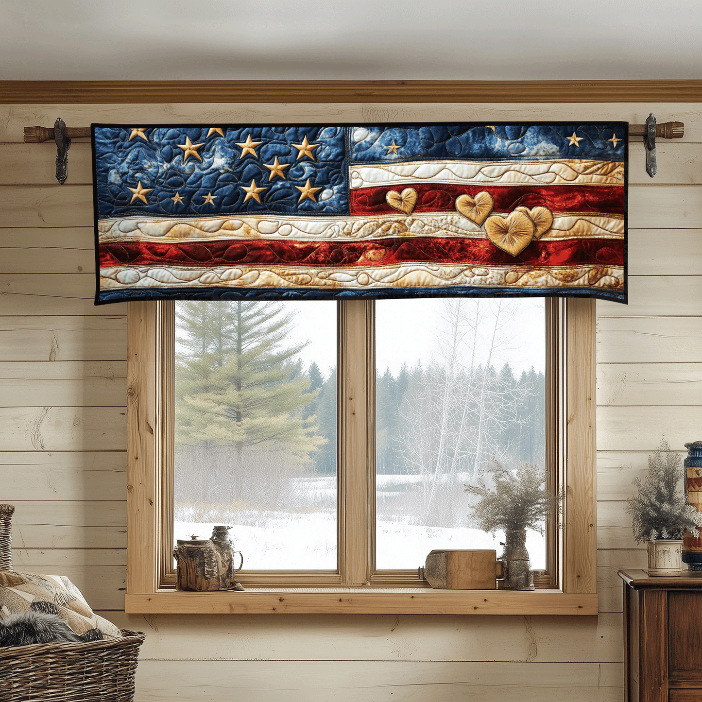Liberty Hearts and Stars Quilted Valance NCU0DV3932