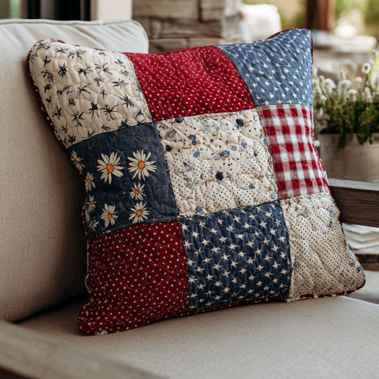 Liberty Patchwork Squares Quilted Pillow Case NCU0PT7702