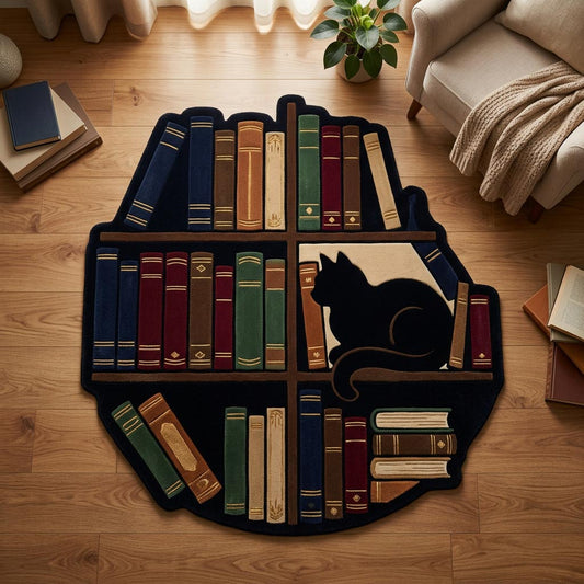 Library Cat Custom Shape Area Rug NCU0TD2645