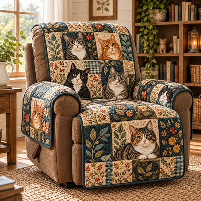 Library Cat Patch Quilted Sofa Cover NCU0PT12302