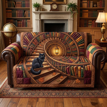 Library Cat Quilted Sofa Cover NCU0TD2580