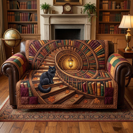 Library Cat Quilted Sofa Cover NCU0TD2580