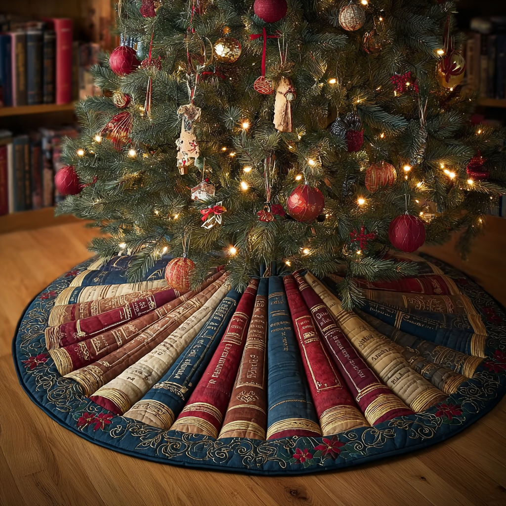 Library Depth Christmas Quilted Tree Skirt NCU0DK11423