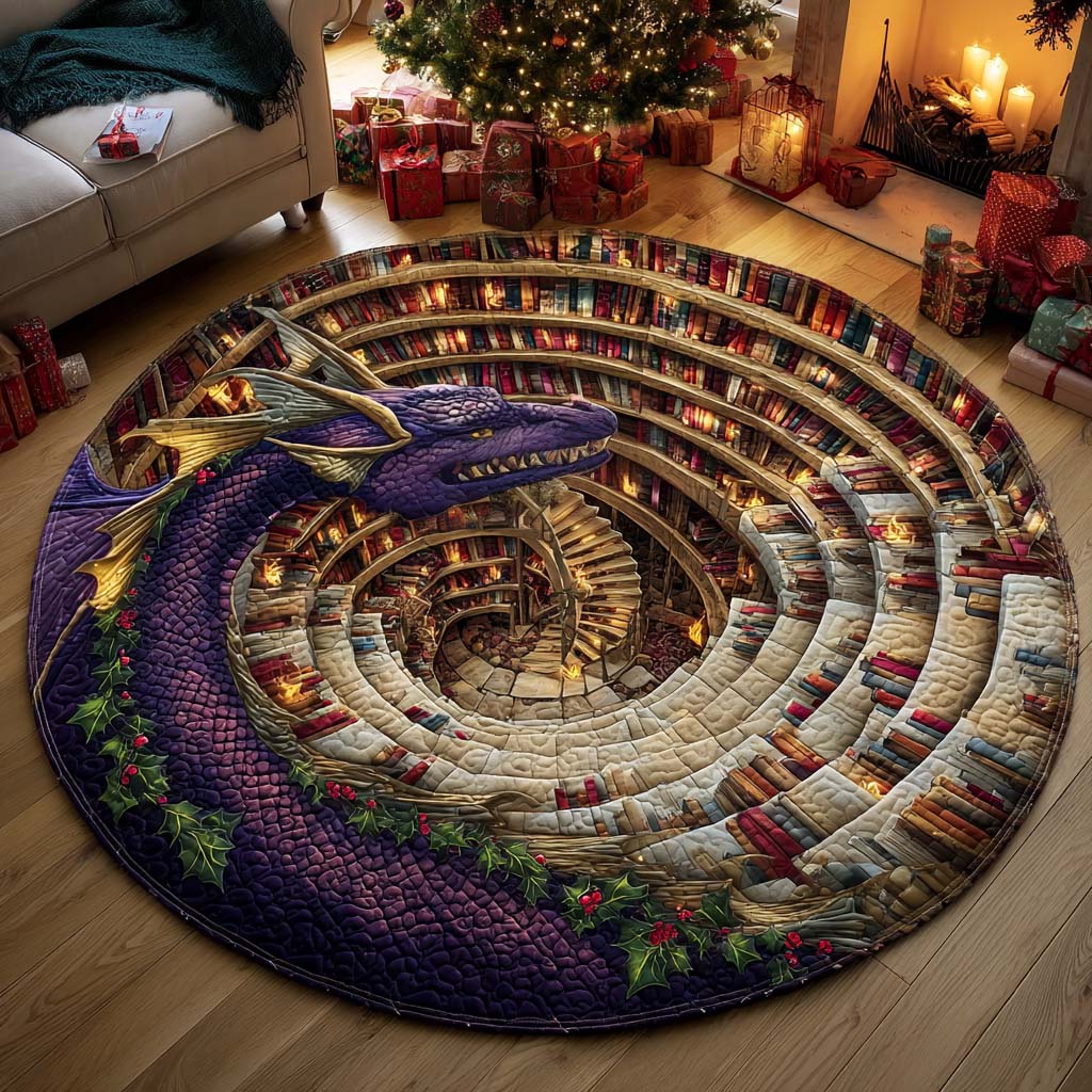 Library Dragon Quilted Round Mat NCU0NT11233