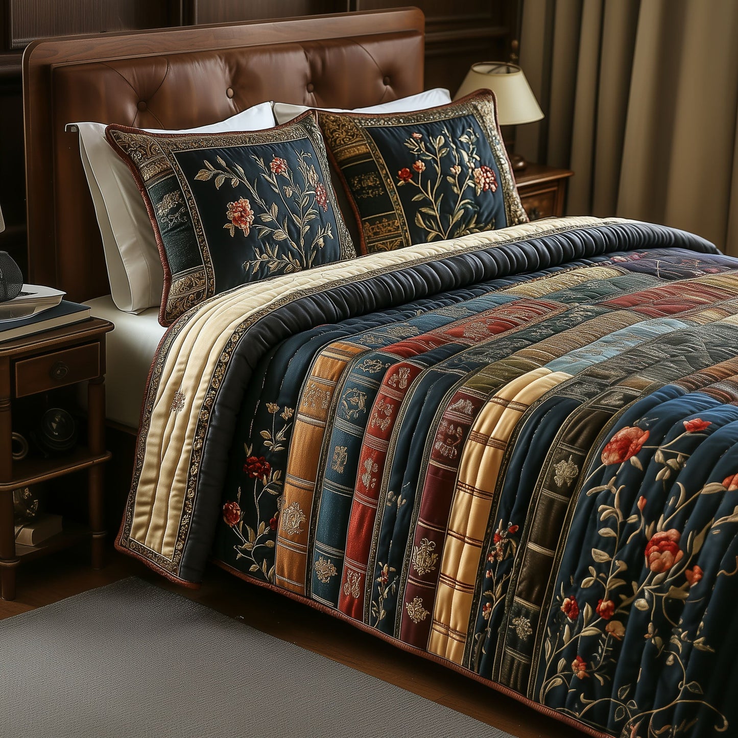 Library Dreams 3-Piece Quilted Bedding Set NCU0PT5911