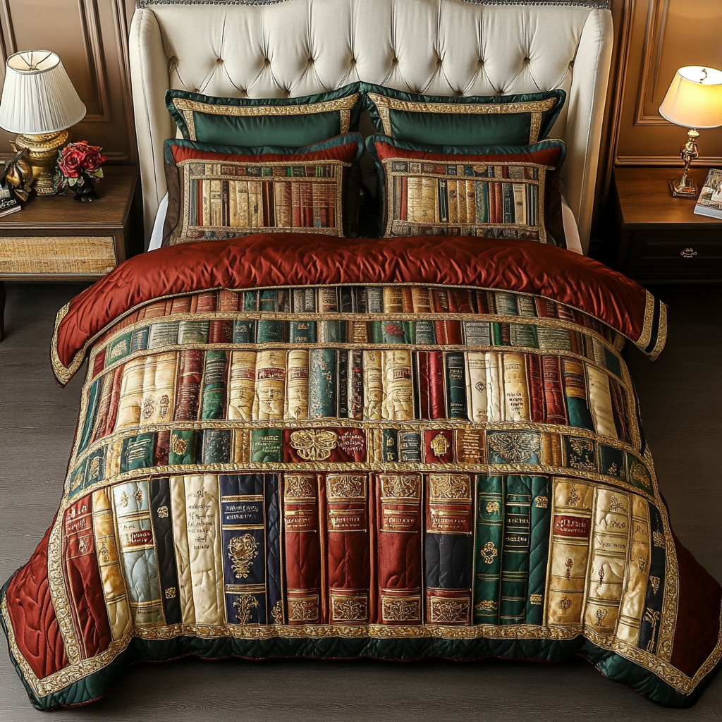 Library Dreams 3-Piece Quilted Bedding Set NCU0VH3502