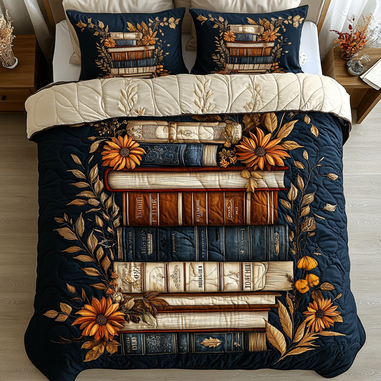 Library Garden 3-Piece Quilted Bedding Set NCU0VH5322