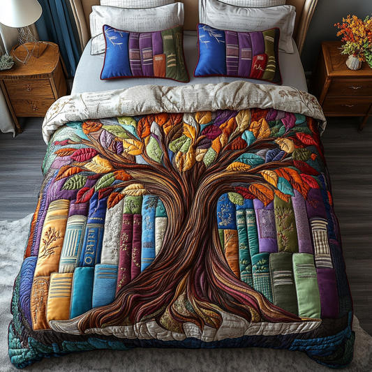 Library Layers 3-Piece Quilted Bedding Set NCU0VH4318