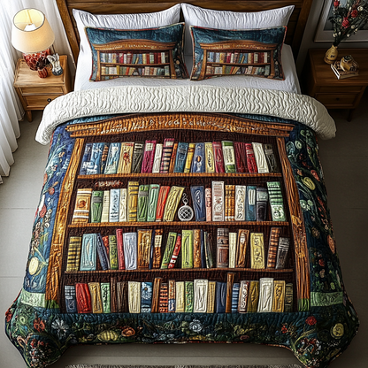 Library Loft 3-Piece Quilted Bedding Set NCU0DK4930