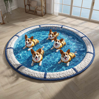 Life-Vest Corgi Quilted Round Mat NCU0HH1935