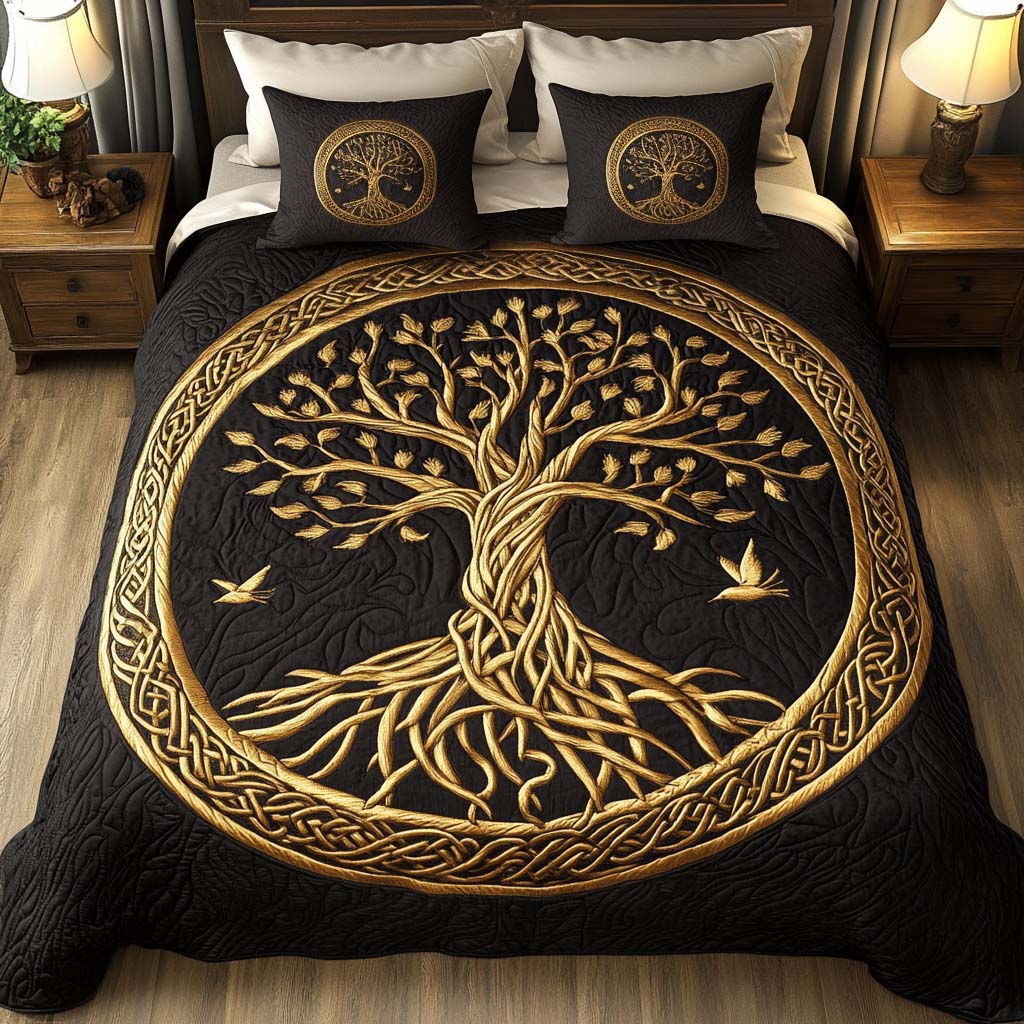 Life Branches 3-Piece Quilted Bedding Set NCU0NT7742