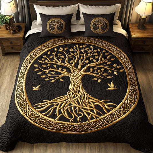 Life Branches 3-Piece Quilted Bedding Set NCU0NT7742