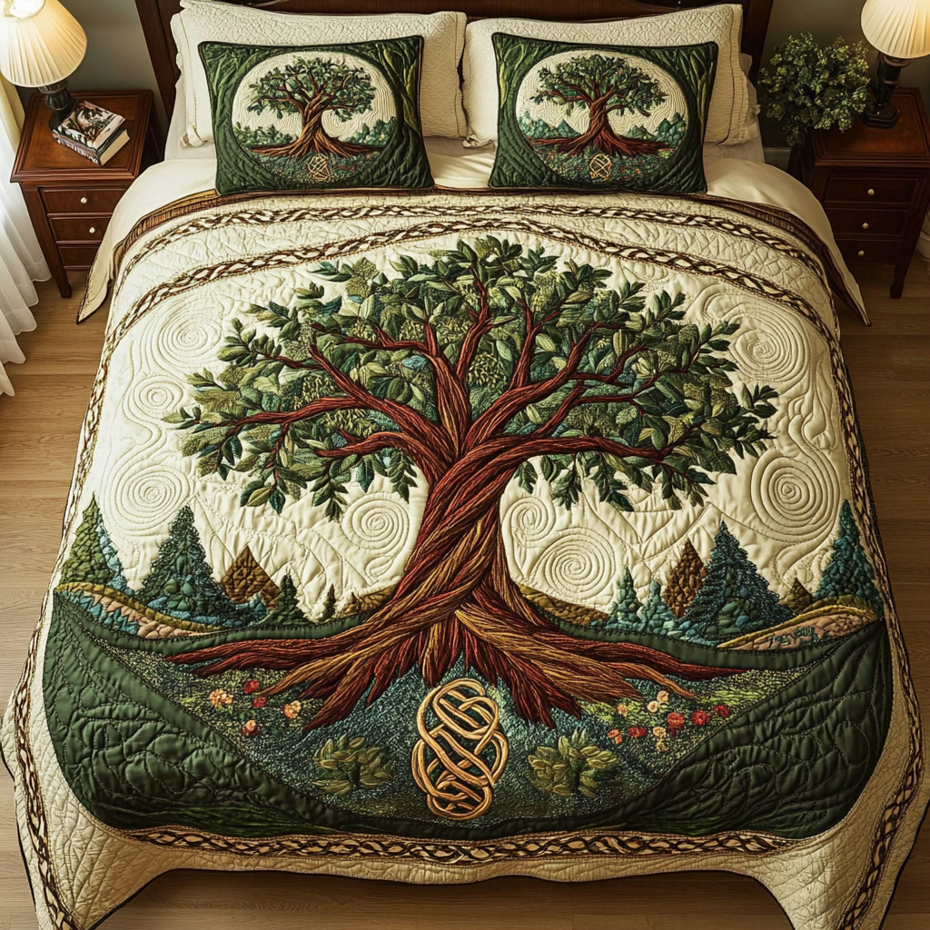 Life Circle 3-Piece Quilted Bedding Set NCU0VH962
