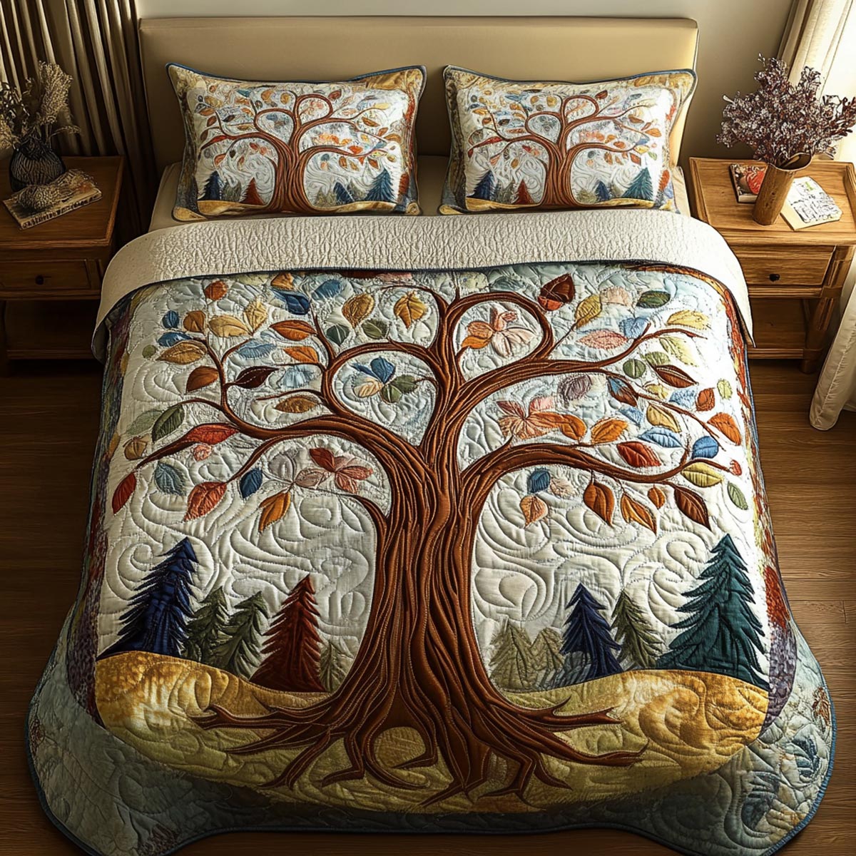 Life Roots 3-Piece Quilted Bedding Set NCU0DV9087