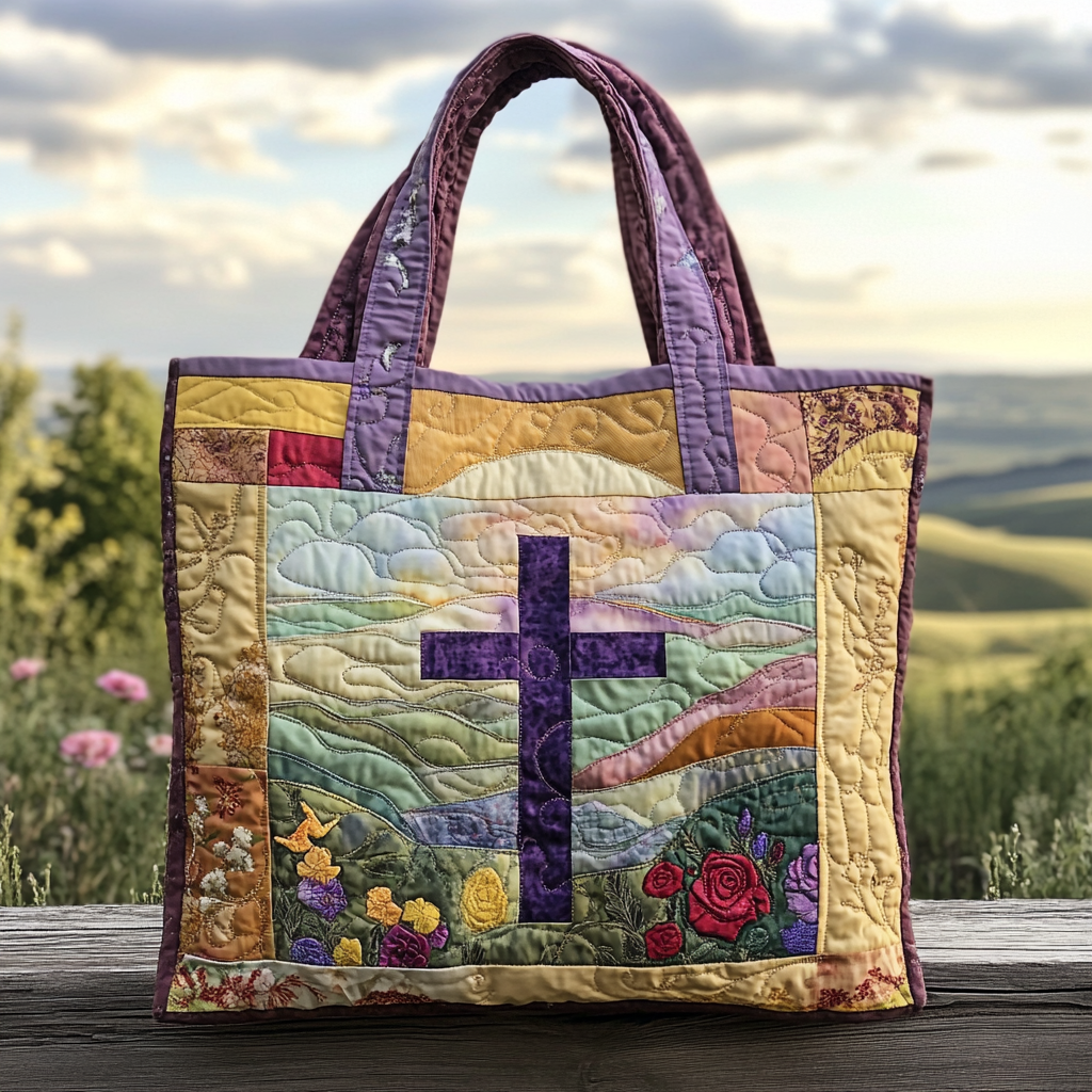 Lightbearer Cross Quilted Tote Bag NCU0PT8175