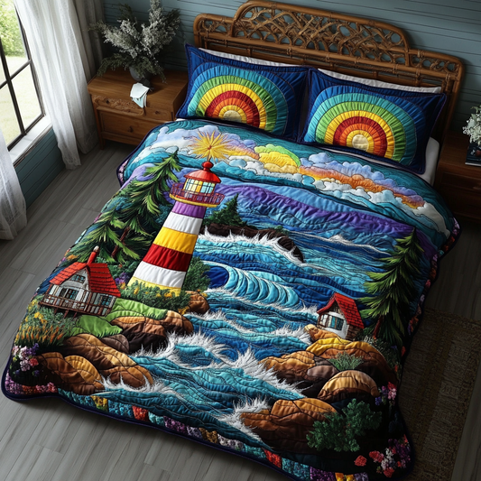 Lighthouse Beacon 3-Piece Quilted Bedding Set NCU0DK8617