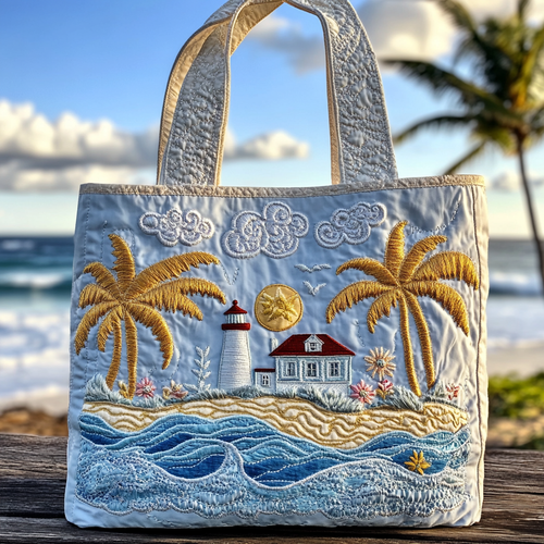 Lighthouse Breeze Quilted Tote Bag NCU0DK9292