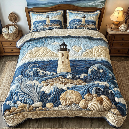 Lighthouse Dreams 3-Piece Quilted Bedding Set NCU0VL1393