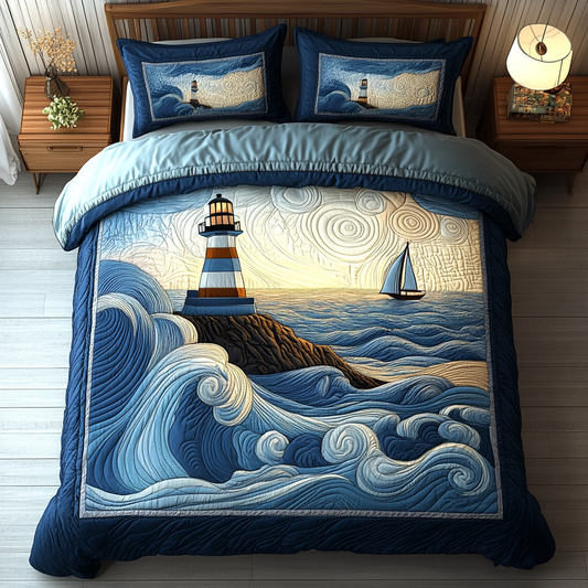 Lighthouse Glow 3-Piece Quilted Bedding Set NCU0DK8265