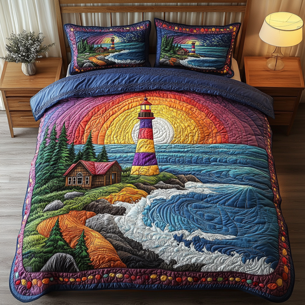 Lighthouse Glow 3-Piece Quilted Bedding Set NCU0DK8616