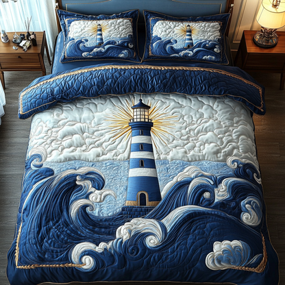Lighthouse Glow 3-Piece Quilted Bedding Set NCU0VH2609