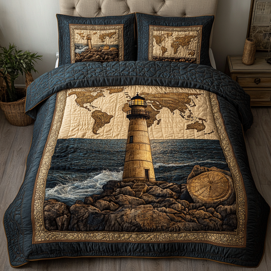 Lighthouse Guide 3-Piece Quilted Bedding Set NCU0DK8270