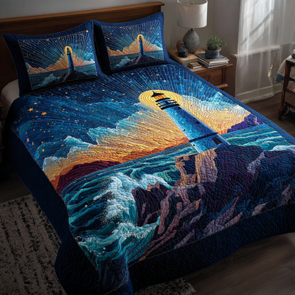 Lighthouse Haven 3-Piece Quilted Bedding Set NCU0DK8622