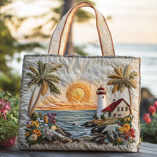 Lighthouse Horizon Quilted Tote Bag NCU0DK9290