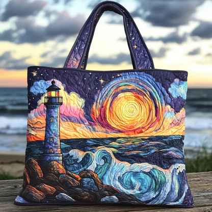 Lighthouse Sunset Quilted Tote Bag NCU0DK9294