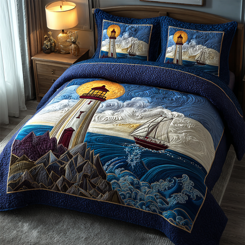 Lighthouse View 3-Piece Quilted Bedding Set NCU0DK8267
