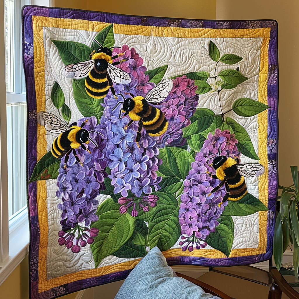 Lilac Quartet Quilted Blanket NCU0NT037