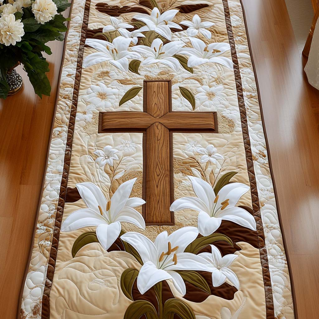 Lily Devotion Quilted Table Runner NCU0NT7909
