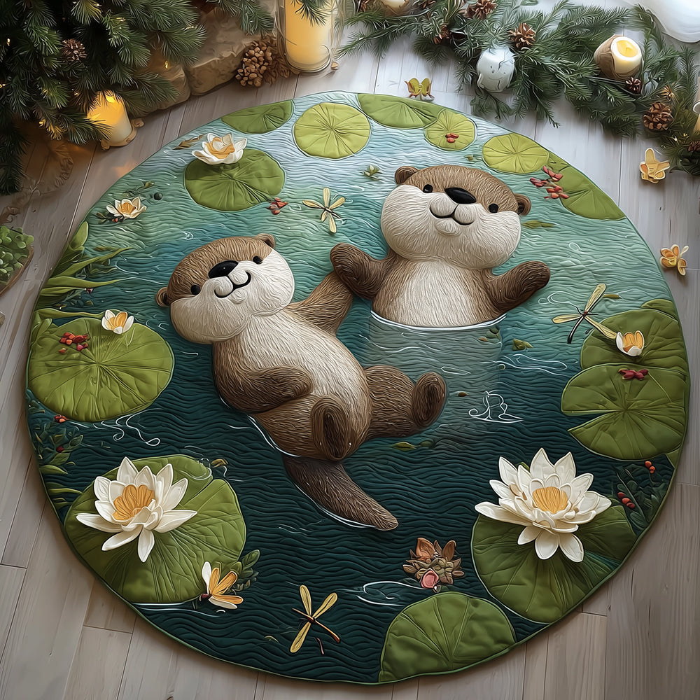 Lily Drift Otters Quilted Round Mat NCU0TH3878