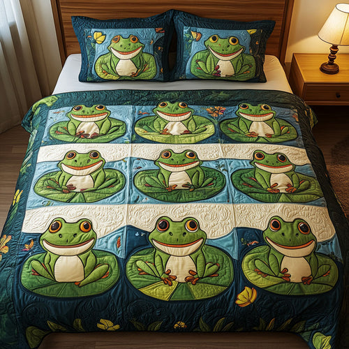 Lily Pad Smiles 3-Piece Quilted Bedding Set NCU0NT3230