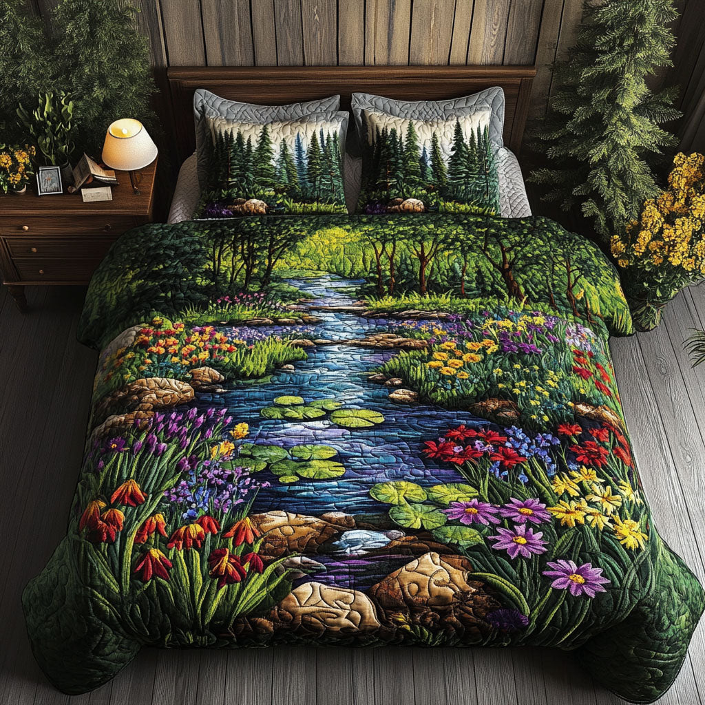 Lily Pond Bliss 3-Piece Quilted Bedding Set NCU0NT5186