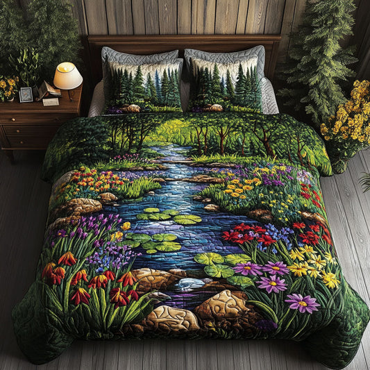 Lily Pond Bliss 3-Piece Quilted Bedding Set NCU0NT5186