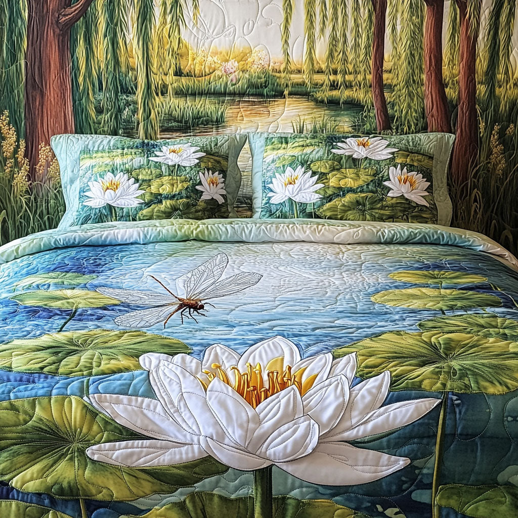 Lily Pond Dream 3-Piece Quilted Bedding Set NCU0PT6886