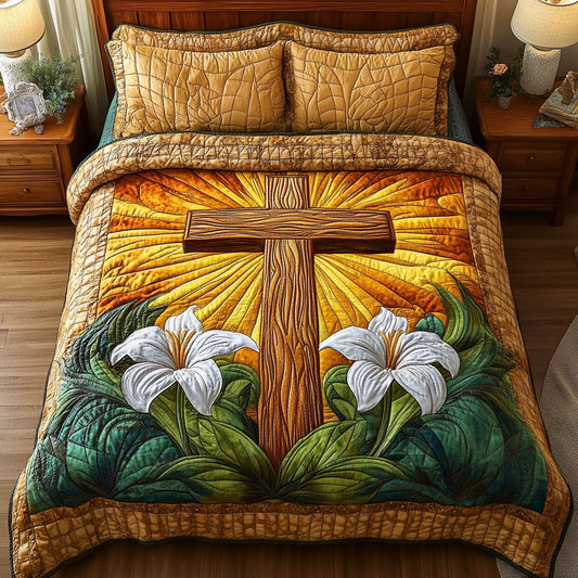 Lily Sunrise Cross 3-Piece Quilted Bedding Set NCU0NT5099
