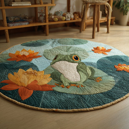 Lilypad Frog Quilted Round Mat NCU0HH143