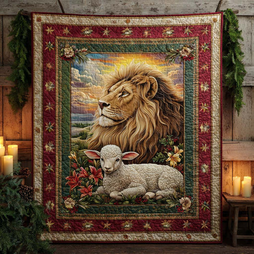 Lion And The Lamb Quilted Blanket NCU0XD477
