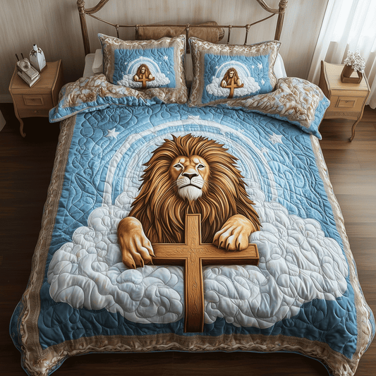 Lion Cross Shield 3-Piece Quilted Bedding Set NCU0TH2418