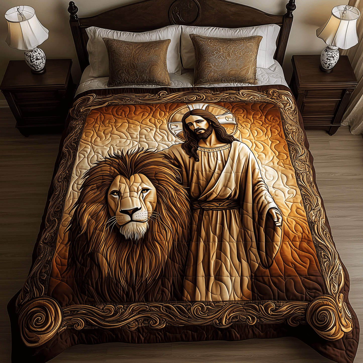 Lion Divine Power 3-Piece Quilted Bedding Set NCU0TH2392