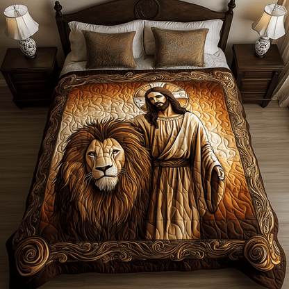 Lion Divine Power 3-Piece Quilted Bedding Set NCU0TH2392