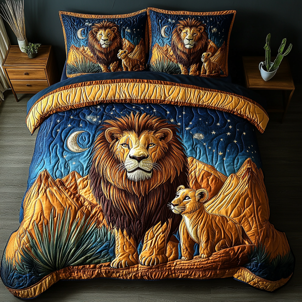 Lion Majesty 3-Piece Quilted Bedding Set NCU0DK7349