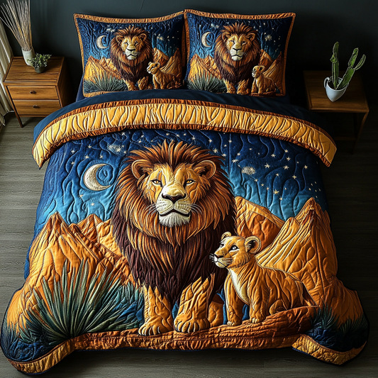Lion Majesty 3-Piece Quilted Bedding Set NCU0DK7349