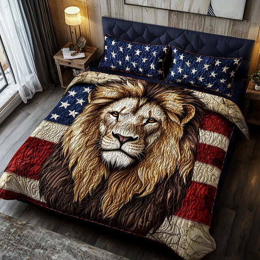 Lion Patriotic 3-Piece Quilted Bedding Set NCU0DV6268
